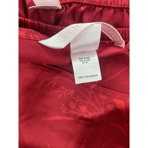 Victoria’s Secret Womens Size Small Satin Pajama Set Tank & Pants Red Print - Picture 4 of 11